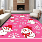 Pink Snowflakes And Jolly Snowmen Rug