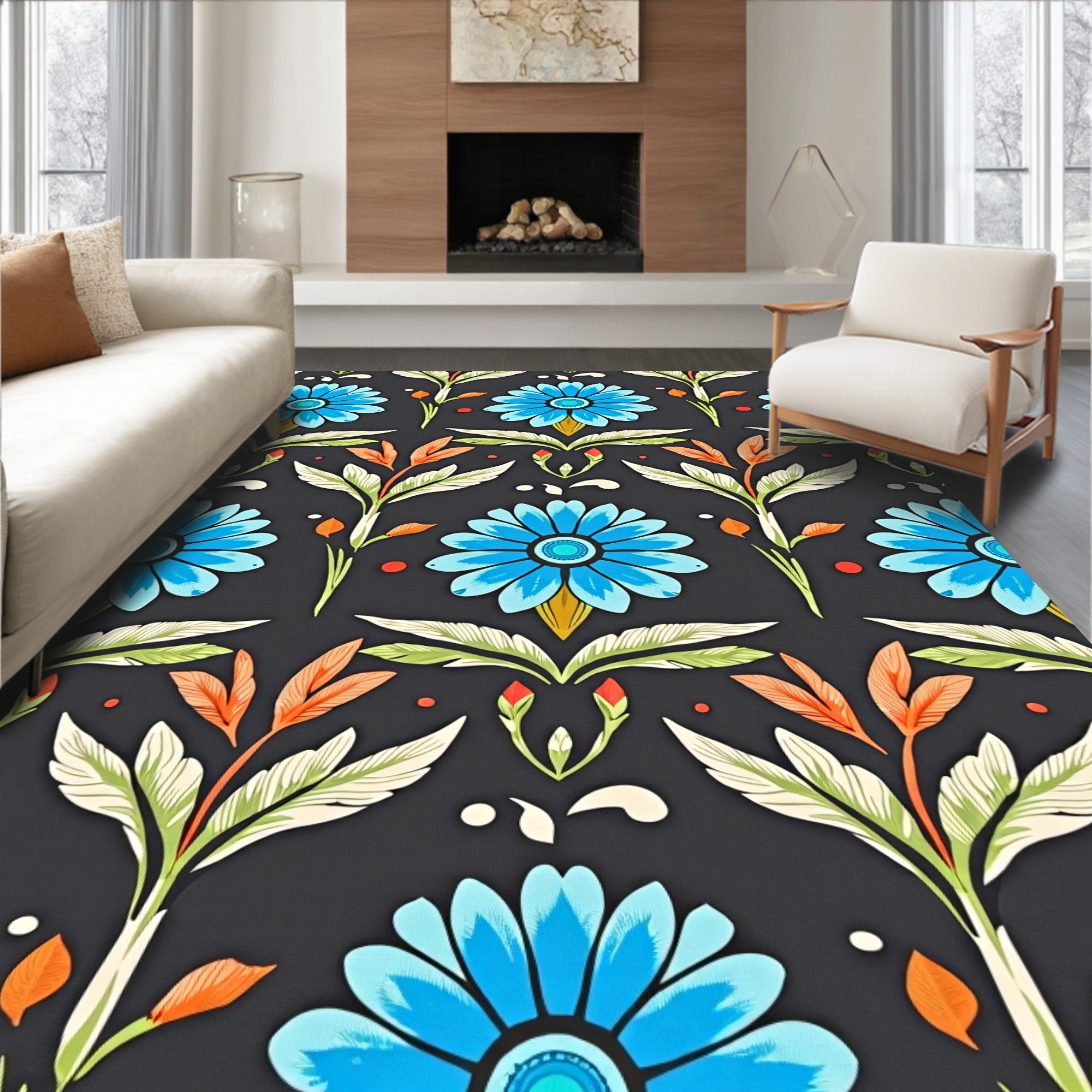 Blue Daisy Botanical Garden Rug