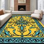 Golden Teal Baroque Floral Rug