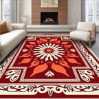 Crimson Orange Petal Medallion Rug