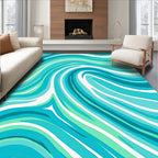 Ocean Aqua Teal Swirl Rug