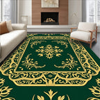 Emerald Gold Ornate Floral Panel Rug
