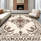 Rich Brown Ornate Medallion Scrolling Vine Rug