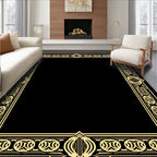 Golden Art Deco Geometric Frame Rug