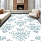 Soft Blue Damask Scrollwork Rug