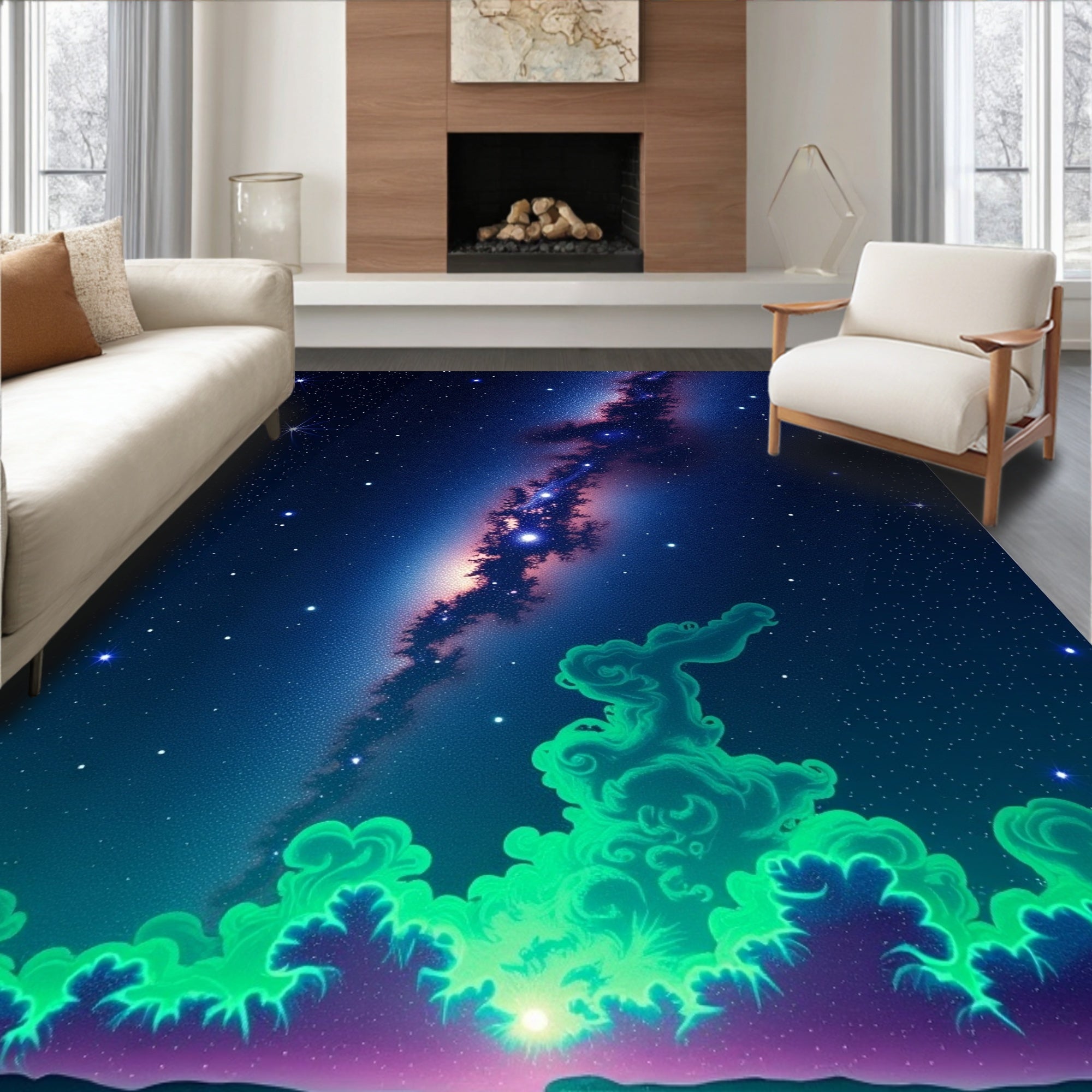 Cosmic Deep Space Nebula Clouds Rug