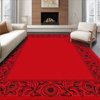Bold Crimson Rose Garden Border Rug