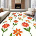 Retro Orange Daisy Meadow Rug