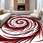 Crimson Spiral Whirling Abstract Rug
