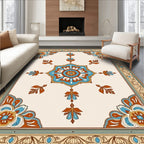 Vintage Teal Orange Floral Medallion Rug