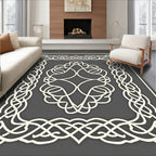 Cream Intertwined Celtic Knot Border Rug