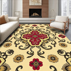 Vintage Red Floral Swirl Medallion Rug