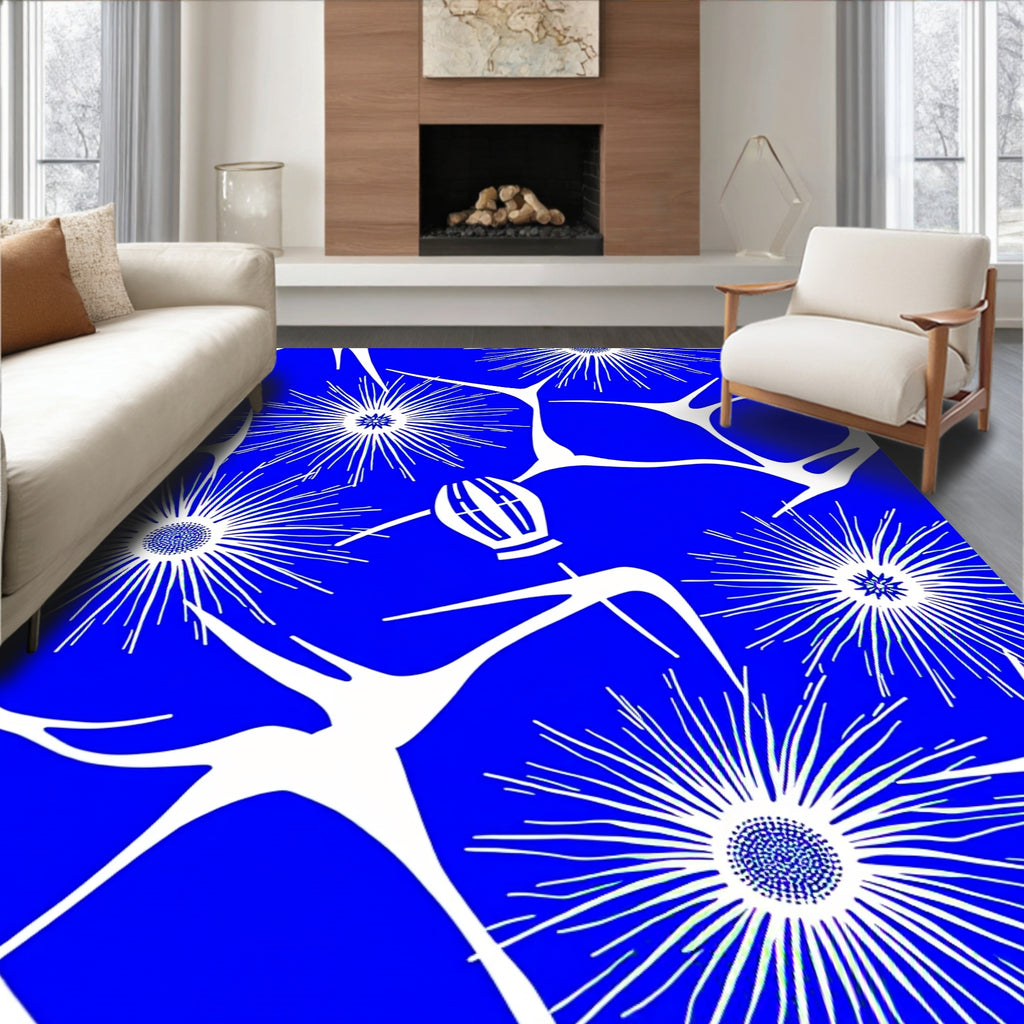 Bold Azure Starburst Botanical Blend Rug