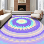 Lavendar Pale Yellow Sunburst Mandala Rug