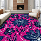 Bold Navy Floral Medallion Fusion Rug