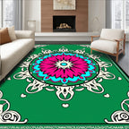 Vibrant Magenta Teal Floral Medallion Rug