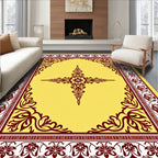 Deep Yellow Floral Crest Border Rug