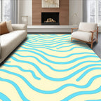 Cool Blue Wavy Lines Rug