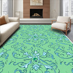 Light Green Blue Floral Swirl Rug