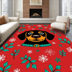 Festive Dachshund Snow Flake Holiday Rug