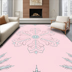Pale Pink Snowflake Floral Medallion Rug