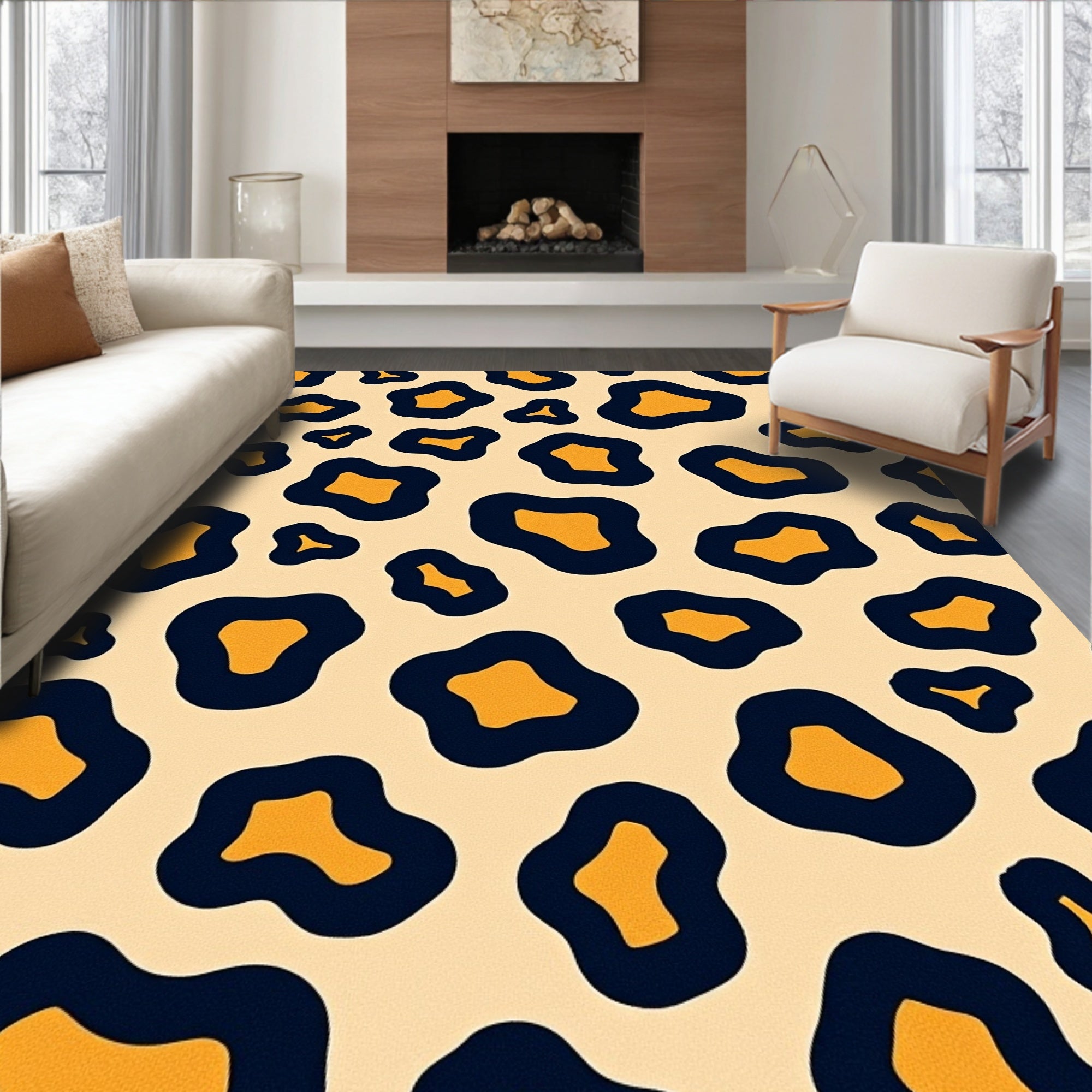Bold Amber Leopard Spots Rug