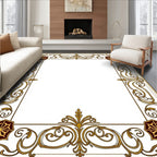 Rich Gold Floral Crimson Medallion Border Rug