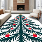 Evergreen Star Red Ornament Tree Rug