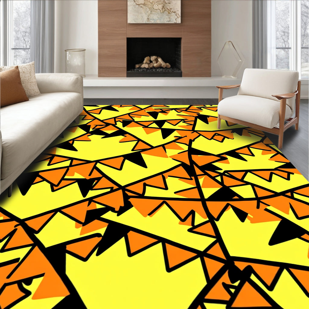 Yellow Orange Black Bunting Garland Rug