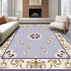 Lavender Golden Floral Scroll Medallion Rug
