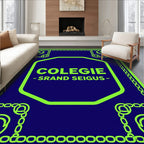 Neon Blue Chain Starburst Octagon Rug