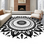 Monochromatic Intricate Mandala Art Rug