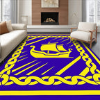 Vibrant Yellow Ship Blue Celtic Border Rug
