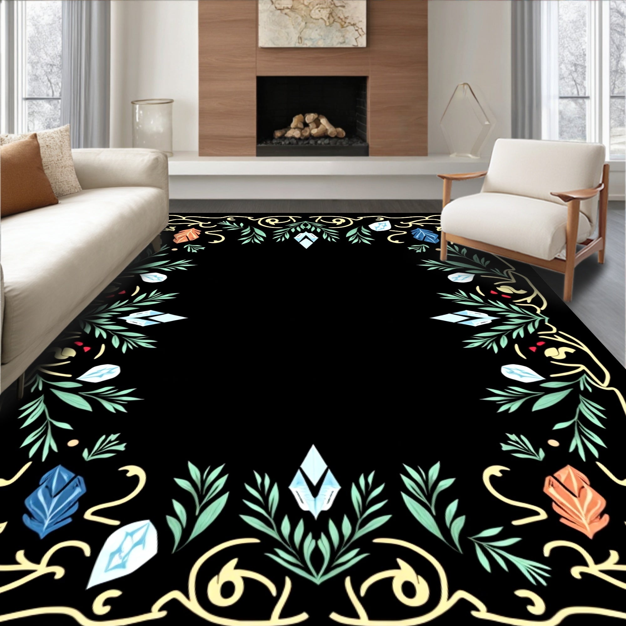 Enchanted Crystal Branch Border Rug