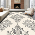 Elegant Gray Floral Damask Arrangement Rug