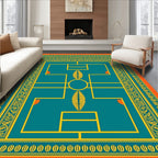 Orange Teal Yellow Geometric Medallion Rug