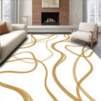 Golden Abstract Flowing Lines Rug