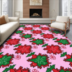 Vibrant Red Green Floral Burst Rug