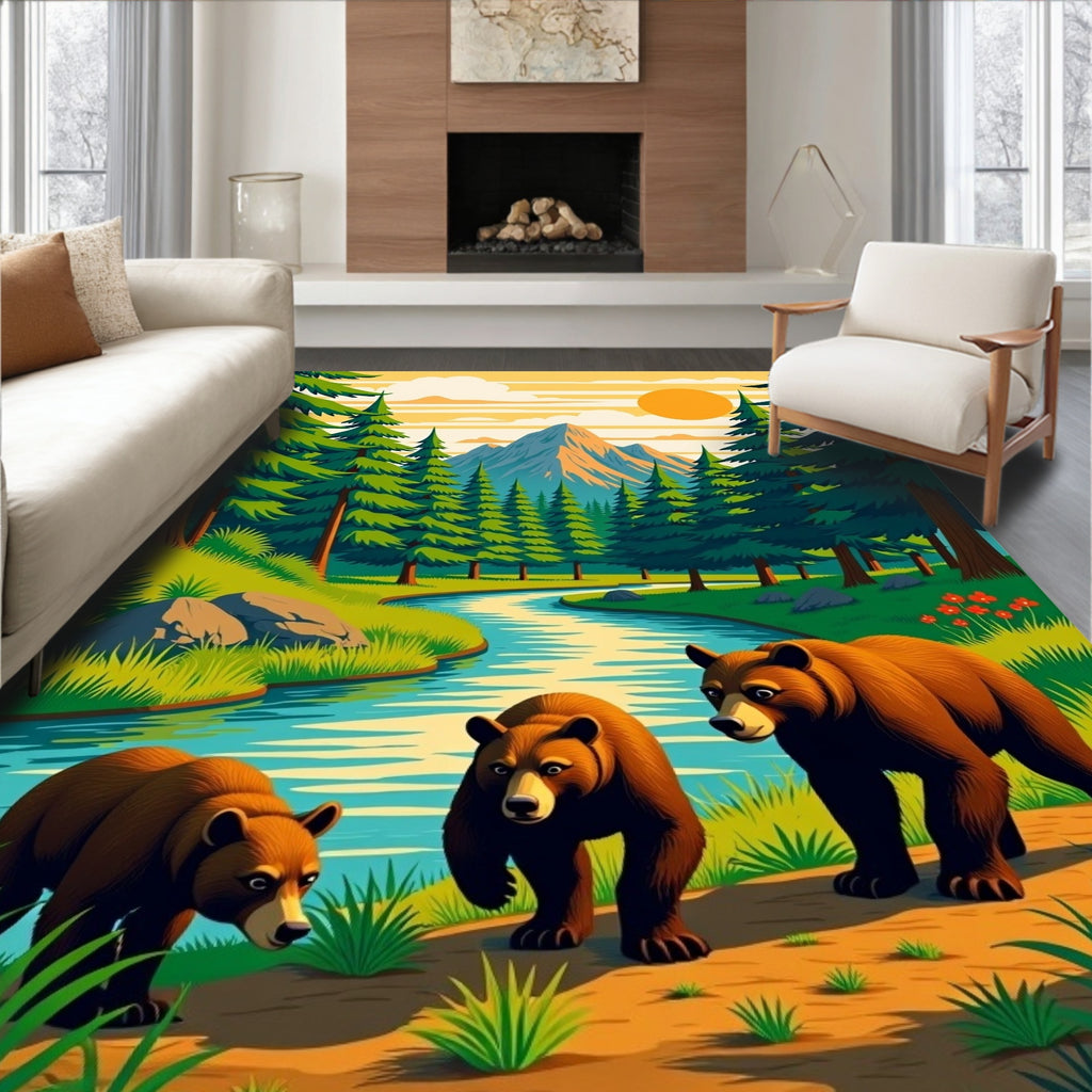 Woodland Bears by Mountain River Rug