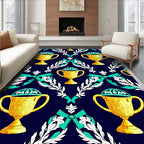 Golden Trophy Laurel Wreath Ribbons Rug