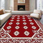 Crimson Lattice Bloom Border Rug