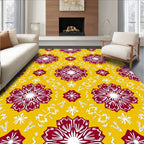 Crimson Floral Medallion Yellow Rug