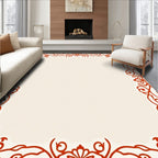 Vibrant Red Arabesque Floral Border Rug