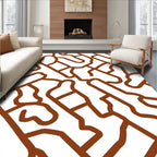 Brown Organic Interconnected Lines Rug