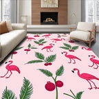 Pink Flamingo With Red Berries Rug
