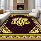 Crimson Yellow Floral Medallion Border Rug