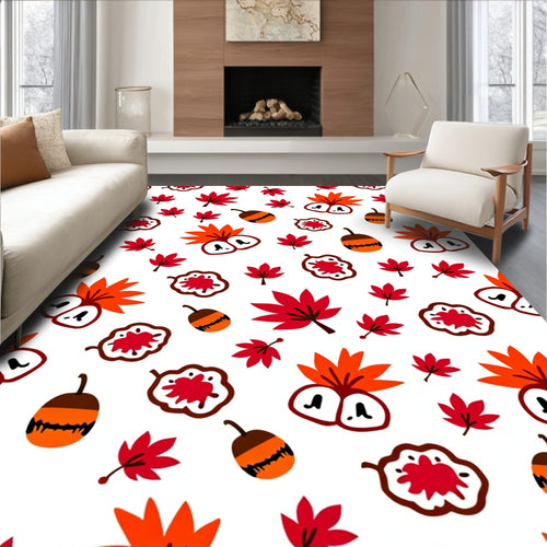Autumn Red Maple Acorn Scatter Rug