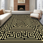 Golden Maze Black Square Rug