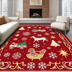 Merry Christmas Red Snowflake Holiday Rug