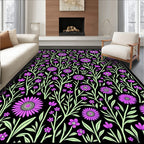 Vibrant Pink Violet Floral Garden Rug